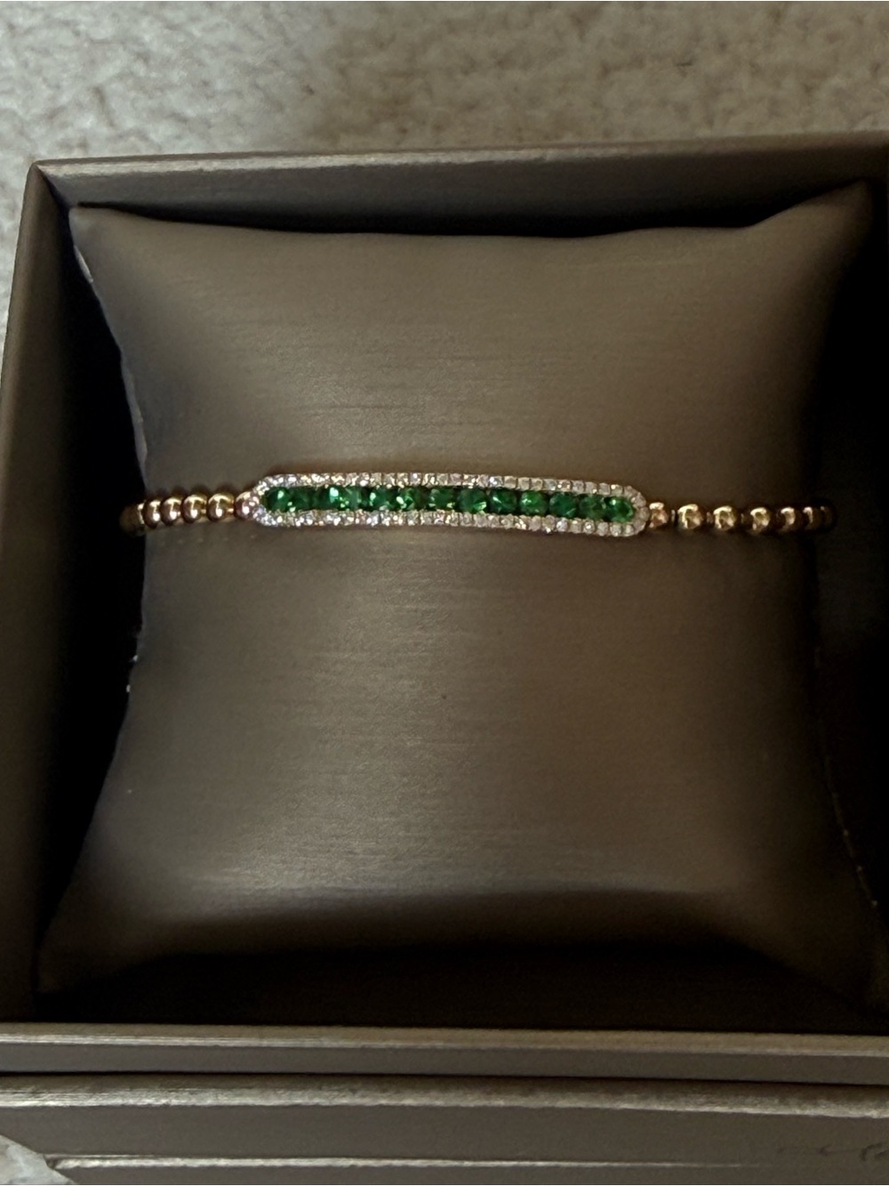 STUNNING BELGIAN DESIGNER HULCHI BELLUNI TRESORE GREEN GARNET BEADED BRACELET